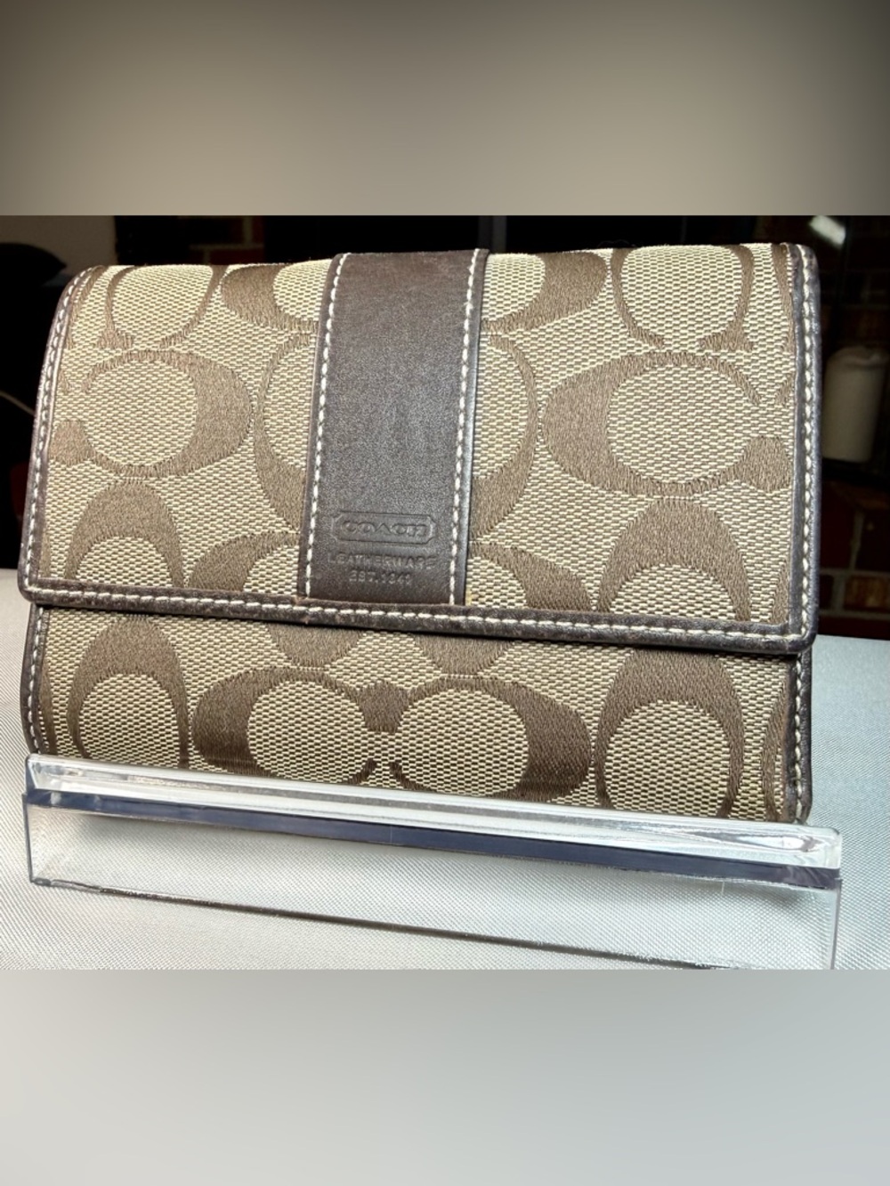 Coach Monogram Canvas Bifold Wallet - Tan & Brown